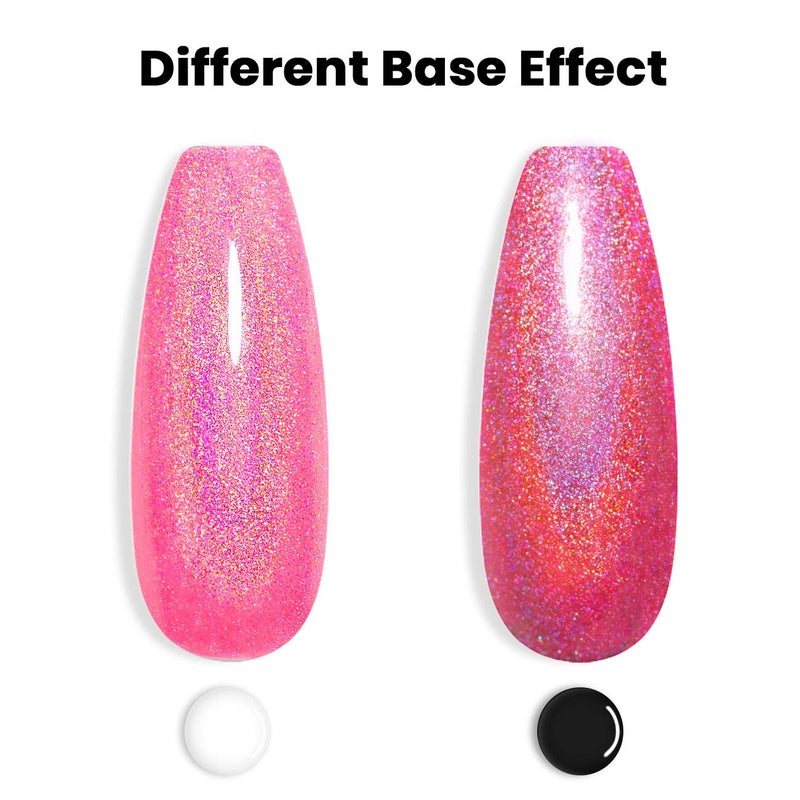 RARJSM Holographic Nail Polish Neon Hot Pink Gel Nail Polish 7.5ML Gorgeous Glossy Hologram NailGel Curing Required Gel Polish Nail Art Manicure Salon DIY at Home - Image 3