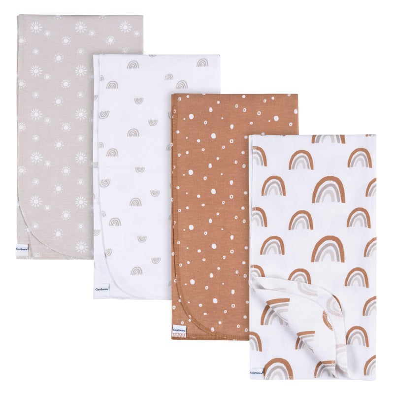 Gerber Unisex Baby 100% Cotton Flannel Receiving Blankets 30x30 Inches (Pack of 4), Boho Rainbow, One Size - Image 1