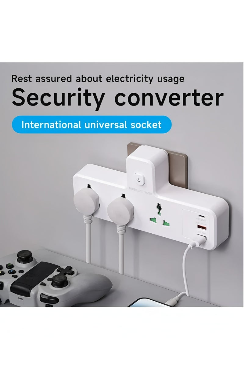 Flyview Power Extension Socket Power adapter, 5-in-1 Extension Plug 3 Outlet Multi Plug Adapter Surge Protector Plug With 20W USB-C PD Quick Charge Port, 2 USB-A QC3.0, 3 Universal Outlets, With Light - Image 4