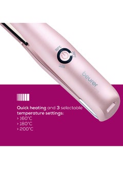 Beurer HS20 Cordless Rechargeable Hair Straightener, USB Charging Cable, 3 Fast-Heating Temperature Settings, Heat-Resistant Cover, Ideal For Travelling  - Image 3