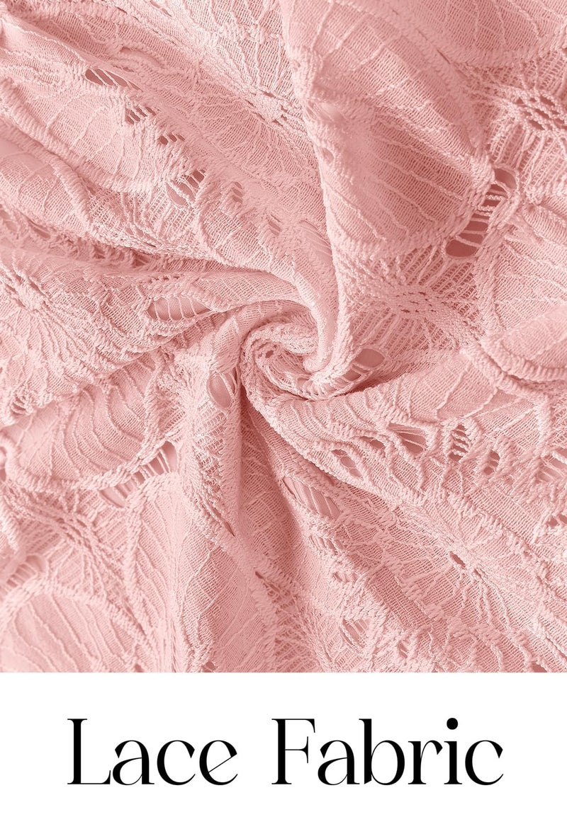MEROKEETY Women's Fall Long Sleeve Floral Maxi Dress Lace Eyelet Hollow Out Tiered Boho Wedding Guest Dresses Pockets, Pink, X-Large - Image 5