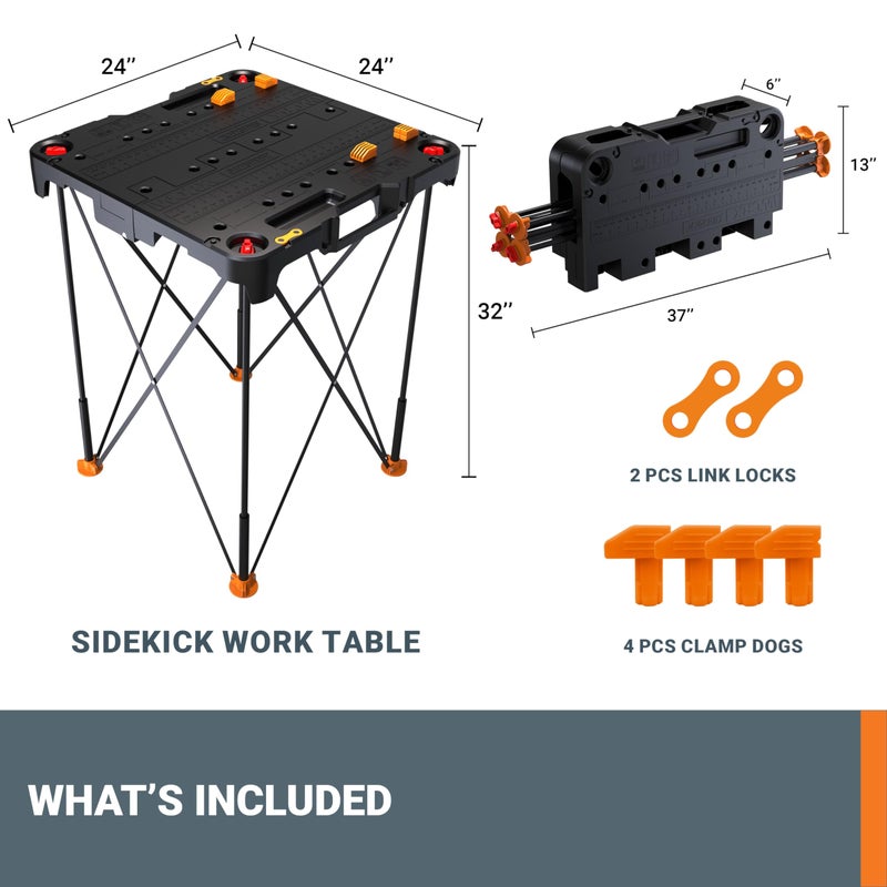 Worx WX066 Sidekick Folding Work Table, Portable All-in-one Work Bench - Image 5