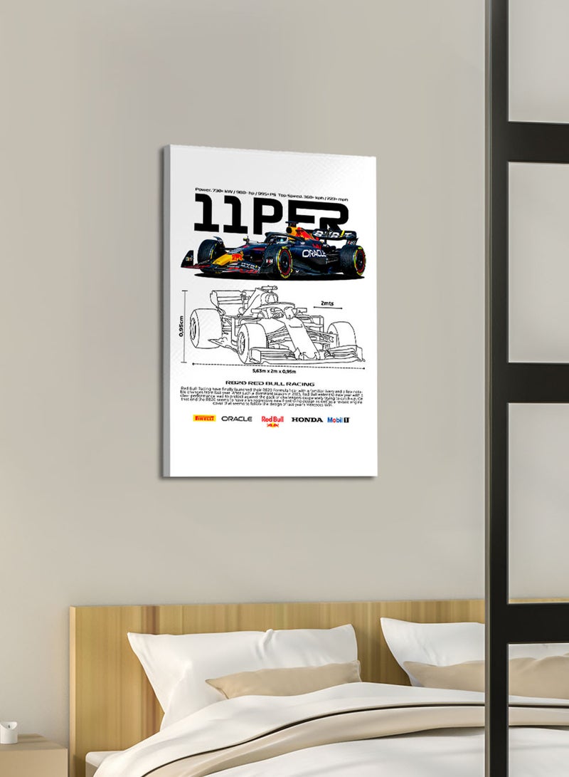 LOWHA Canvas Wall Art Stretched Over Wooden Frame with RB20 RedBull Racing Sports Car Design - Image 2