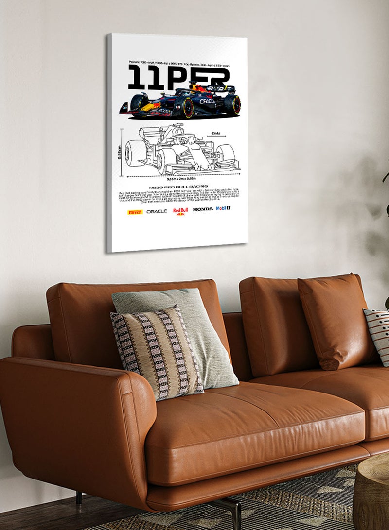 LOWHA Canvas Wall Art Stretched Over Wooden Frame with RB20 RedBull Racing Sports Car Design - Image 3