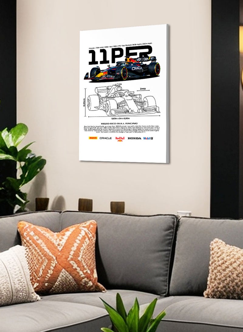 LOWHA Canvas Wall Art Stretched Over Wooden Frame with RB20 RedBull Racing Sports Car Design - Image 4