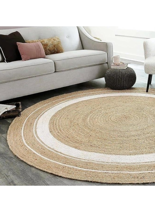 LINGWEI Jute Rug Carpet Hand Made Round Jute Rug Carpet Floor Mat Hand Braided Natural Jute Rug Round Shape Natural Kitchen Mat Jute Rug Door Mat Carpet For Indoor and Outdoor - Image 2
