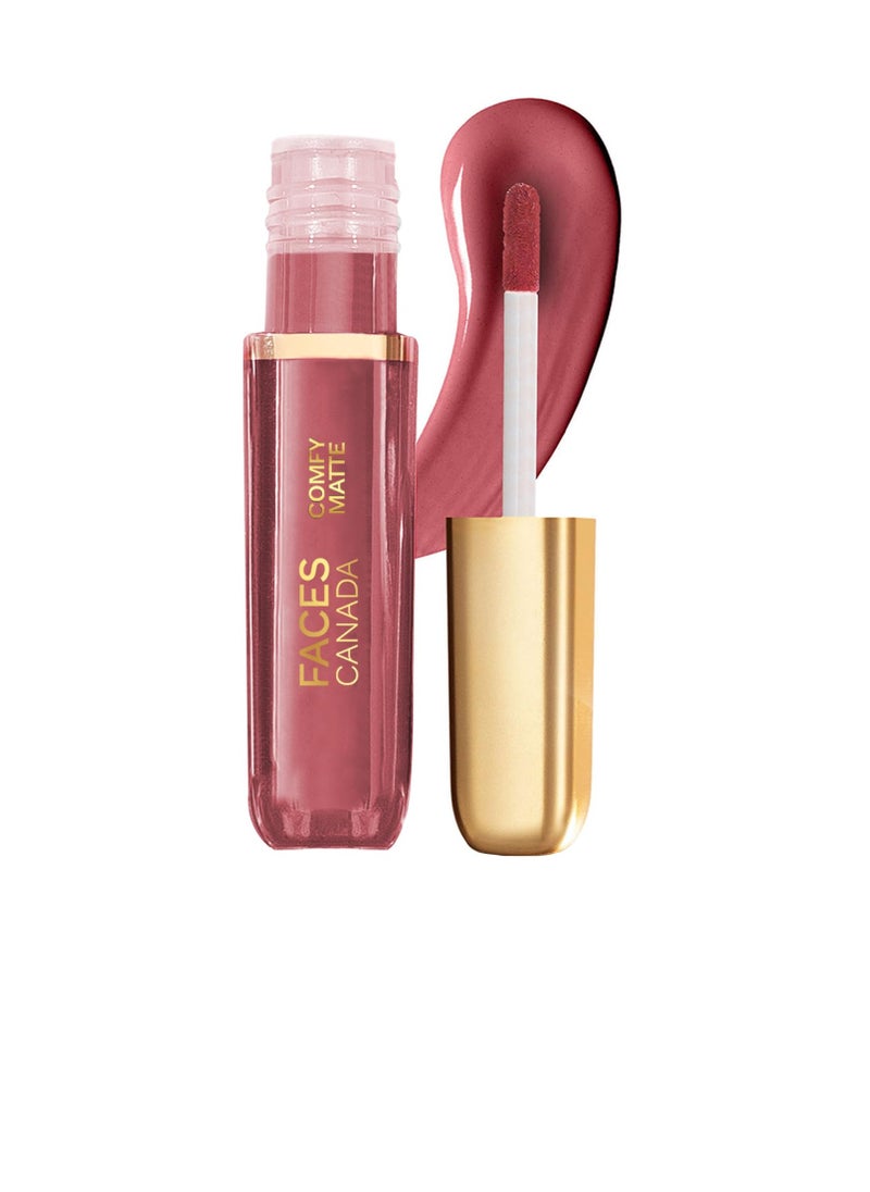 Faces Canada FACES CANADA Comfy Matte Liquid Lipstick On My Way 01, 3 ml Brown Comfortable 10HR Longstay Intense Matte Color Almond Oil and Vitamin E Infused   Super Smooth   No Dryness  - Image 1