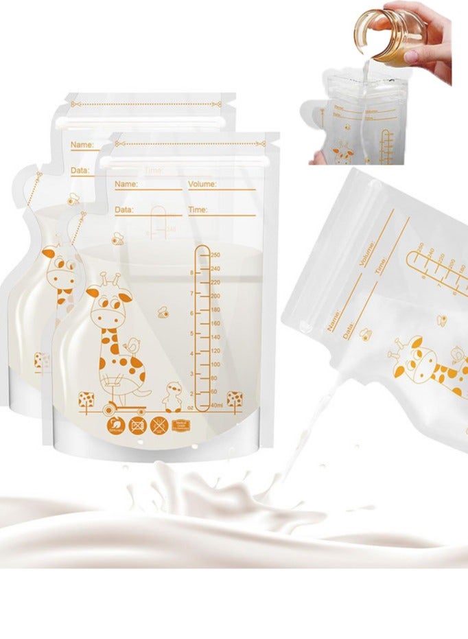 55 Pieces Breastmilk Storage Bag, Disposable Milk Storage Bag for Breastfeeding, No-Leak Milk Freezer Storage Pouches, 250ml - Image 1