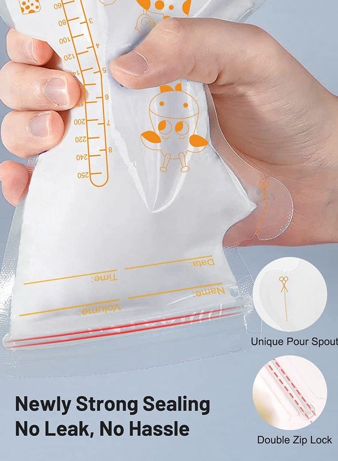 55 Pieces Breastmilk Storage Bag, Disposable Milk Storage Bag for Breastfeeding, No-Leak Milk Freezer Storage Pouches, 250ml - Image 2