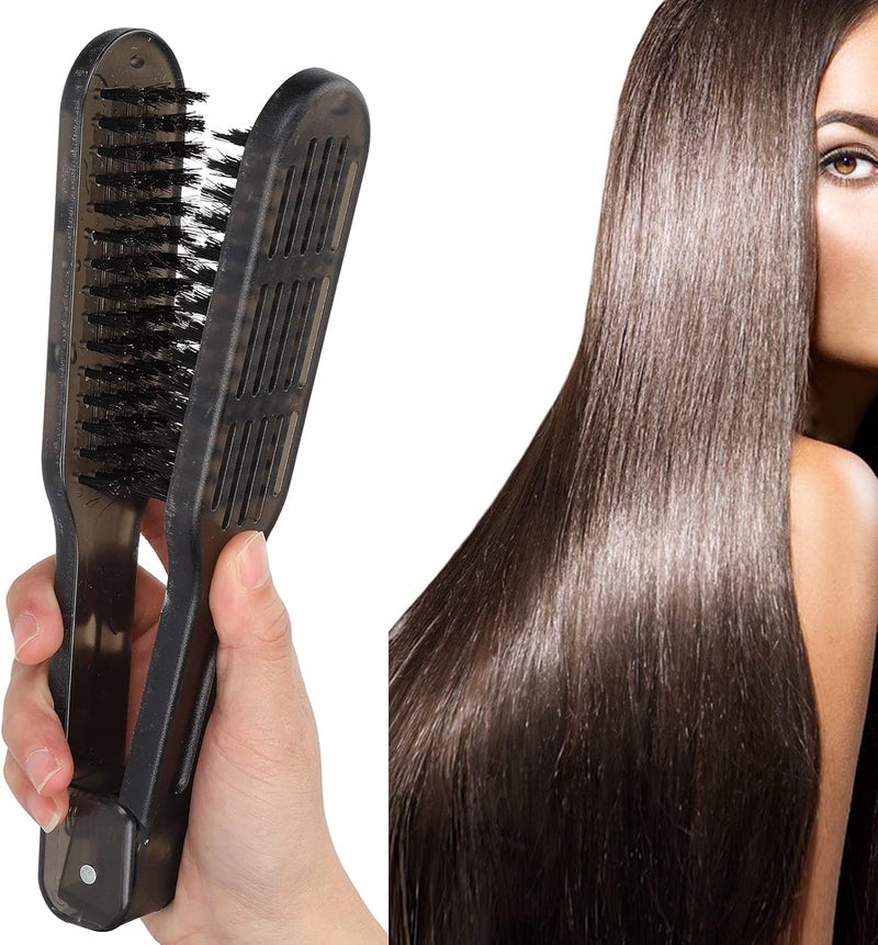 Cocoarm Double Brush Comb Double Sided Hair Straightening Comb Heat Resistant Black For Damaged Hair Female Users