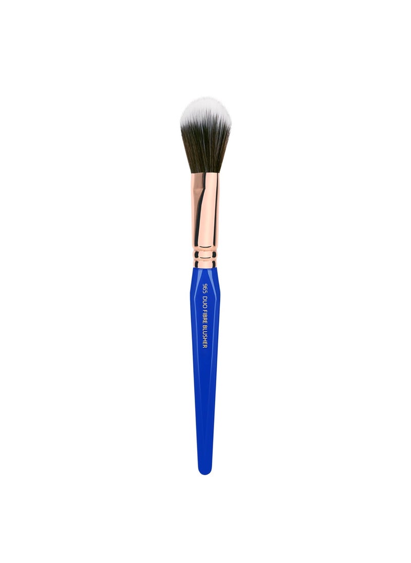 Bdellium Tools Bdellium Tools Professional Makeup Brush - Golden Triangle 965 Duo Fibre Blusher - With All Vegan and Soft Synthetic Fibers, For Applying Pop of Color (Blue, 1pc) 