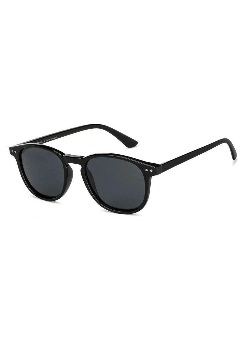 VINCENT CHASE Vincent Chase By Lenskart | Grey Black Full Rim Round Stylish Sunglasses | Polarized and UV Protected | For Men and Women | Large | VC S14089