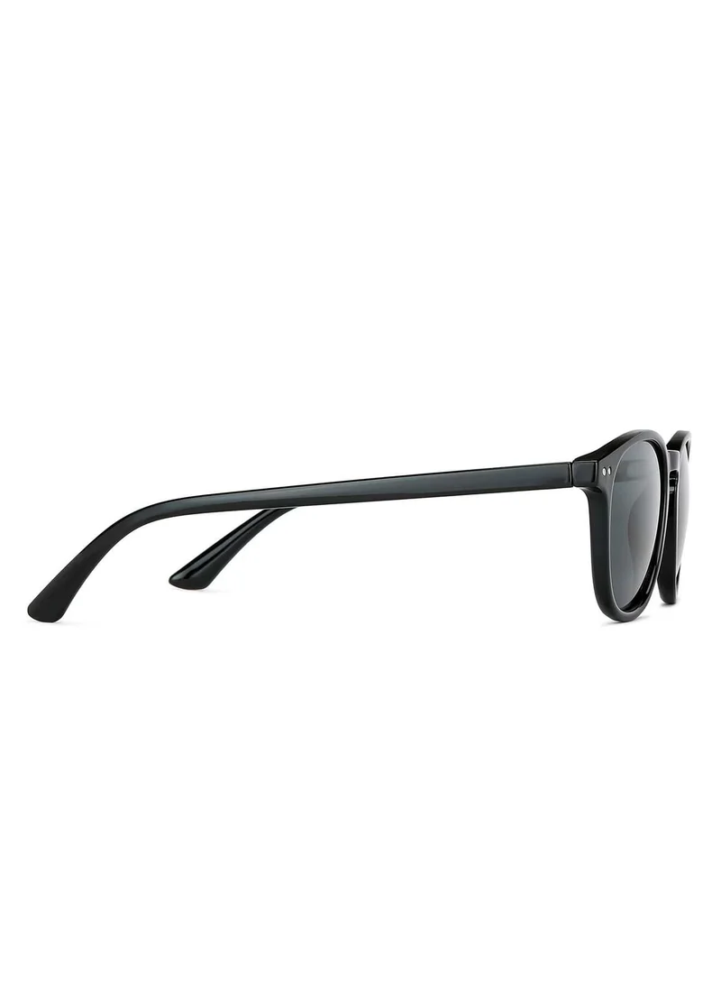 VINCENT CHASE Vincent Chase By Lenskart | Grey Black Full Rim Round Stylish Sunglasses | Polarized and UV Protected | For Men and Women | Large | VC S14089