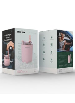 GREEN LION Vacuum Travel Mug Lite 280 ML / Stainless Steel Material / Keep 6hrs Hot / 280ml Capacity / Cup Holder Friendly / Food Grade Silicone Straw / Keep 12hrs Cold - Pink  - Image 4