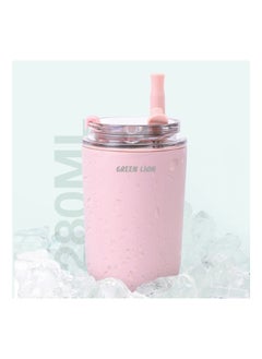 GREEN LION Vacuum Travel Mug Lite 280 ML / Stainless Steel Material / Keep 6hrs Hot / 280ml Capacity / Cup Holder Friendly / Food Grade Silicone Straw / Keep 12hrs Cold - Pink  - Image 2