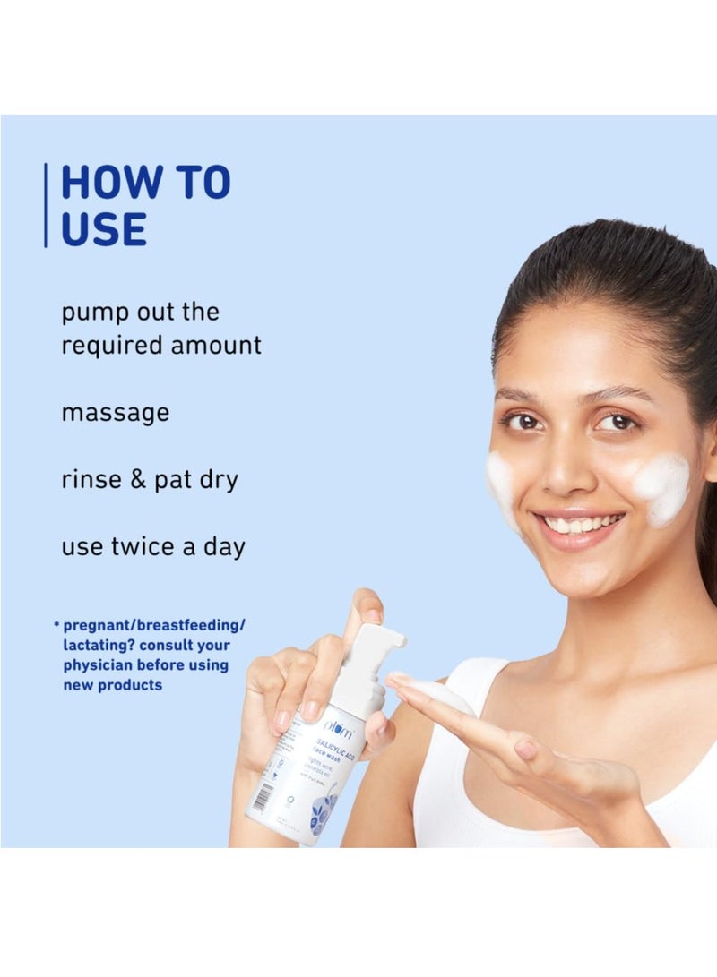 Plum 1% Encapsulated Salicylic Acid Foaming Face Wash | Fights Active Acne, Blackheads & Breakouts | with Glycolic Acid & Fruit AHAs | All Skin Types | Creamy Face Cleanser for Women & Men | 110ml - Image 5