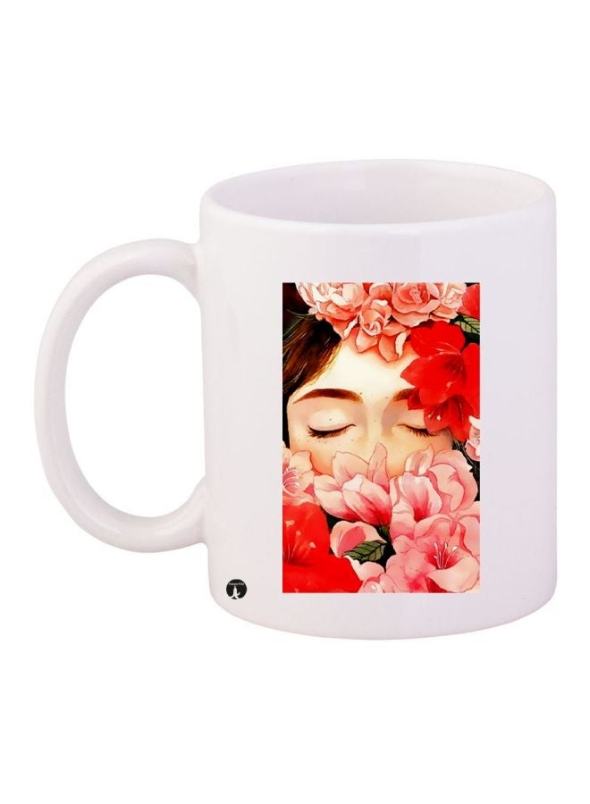 RYN Girl Printed Coffee Mug White/Red/Brown 11ounce