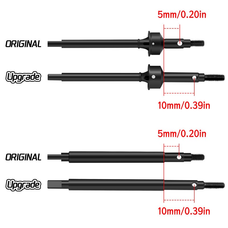 OGUNKE OGRC +5mm Extended Thread CVD Front Rear Axle Shafts Drive Shafts for 1/18 TRX4M Axles RC Upgrade Parts - Image 4