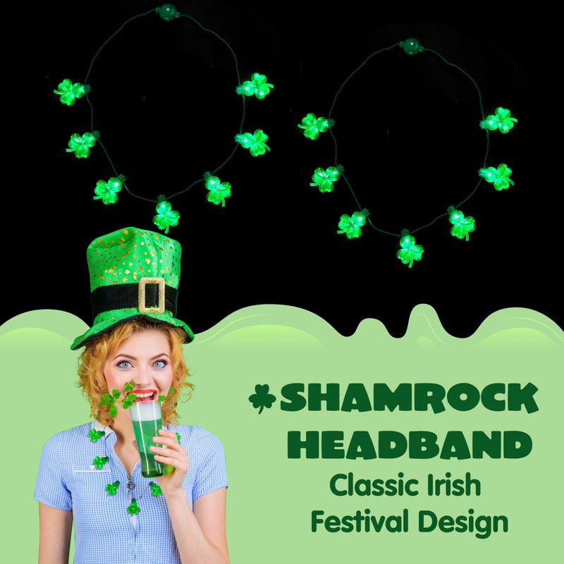 JOYIN 3 PCS St Patrick's Day Necklaces LED,Green Shamrock Light Up Bulb Necklace for Costume Dressing-up Accessories Saint Patricks Decorations Party Favor Supplies - Image 4