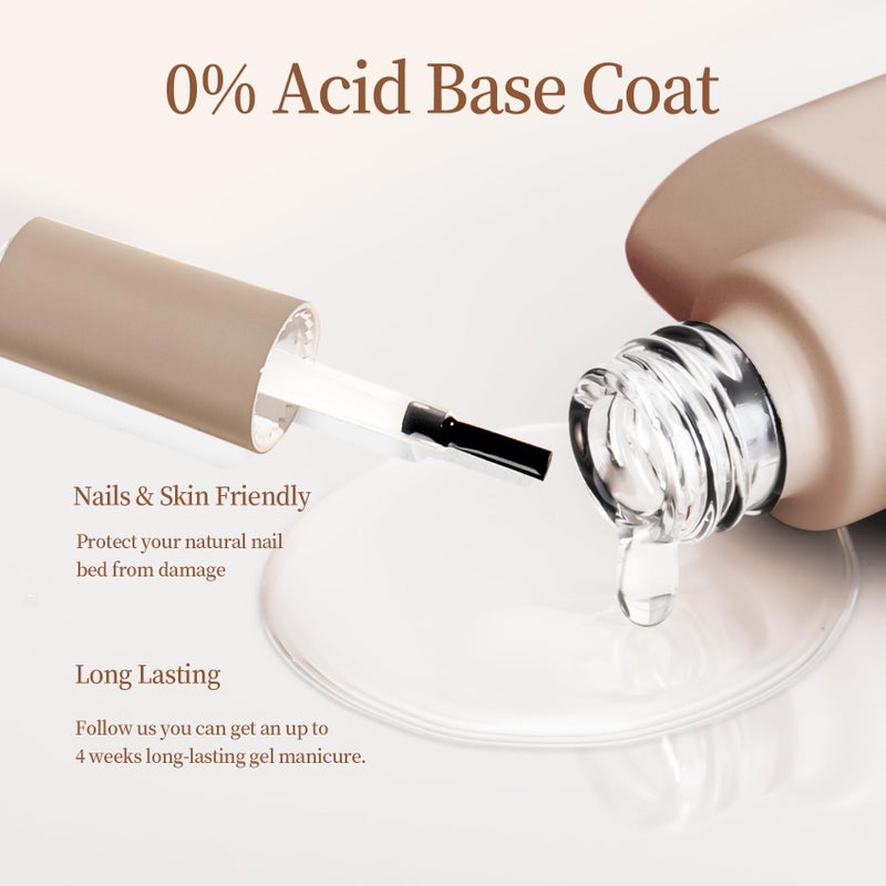 MAYCHAO 2 Pcs 15ml Gel Top and Base Coat Set, Clear Base and No Wipe Shiny Top Coat Gel Nail Polish UV LED Nail Lamp Need Long Lasting Nail Lacquer Art Design Manicure for Women - Image 2