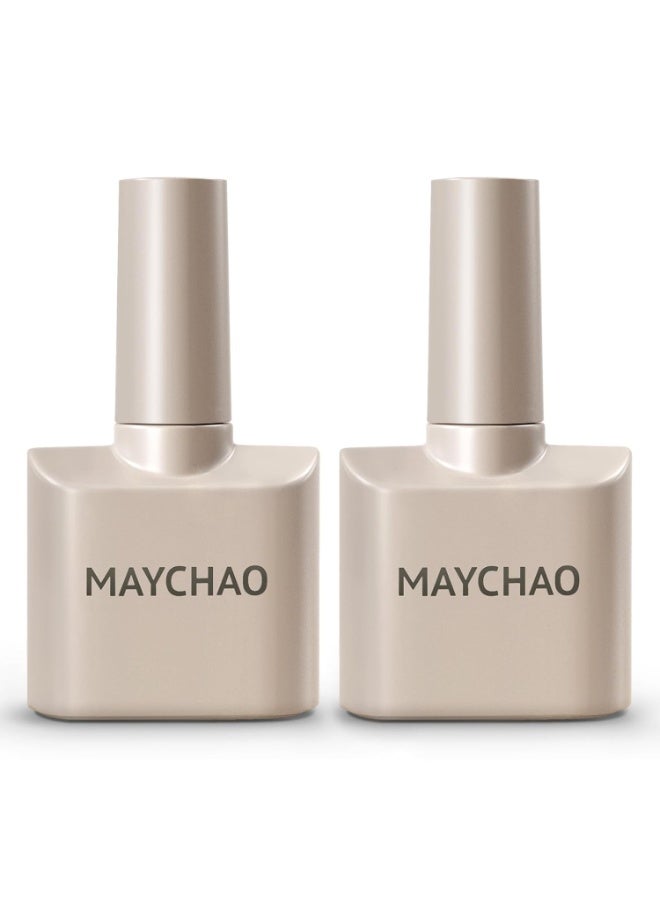 MAYCHAO مجموعة طلاء الأظافر الجل الأساسية والعلوية من MAYCHAO 2 قطعة 15 مل، قاعدة شفافة وطلاء علوي لامع بدون مسح - Image 1