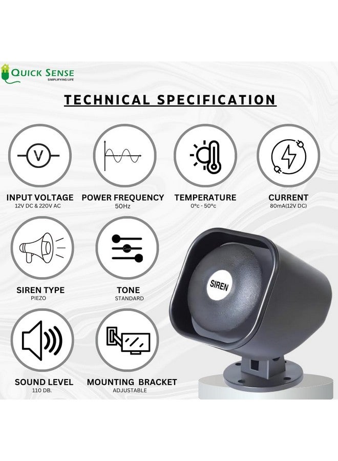 Quick Sense (QS-H2) 220V - 110dB Industrial Hooter Security Siren Alarm | Loud Buzzer for Banks, Hospitals, Mines, Hooter System | Police Siren for Car, Bike | Home Security Alarm - Image 4
