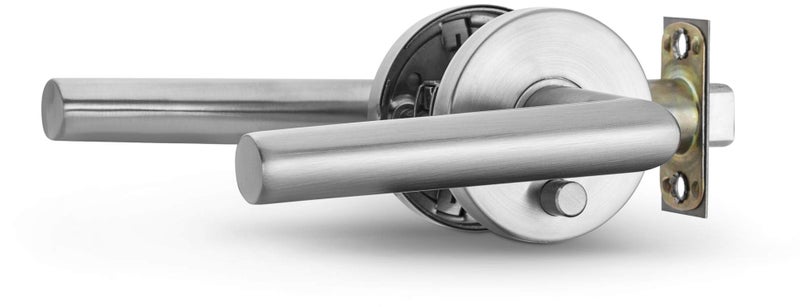 Berlin Modisch Privacy Lever Door Handle Sleek Round Easy to Open Locking Lever Set [for Bedroom or Bathroom] Reversible for Right & Left Sided Doors Heavy Duty - Satin Nickel Finish - Image 4