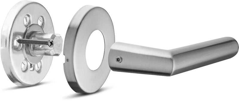 Berlin Modisch Privacy Lever Door Handle Sleek Round Easy to Open Locking Lever Set [for Bedroom or Bathroom] Reversible for Right & Left Sided Doors Heavy Duty - Satin Nickel Finish - Image 3