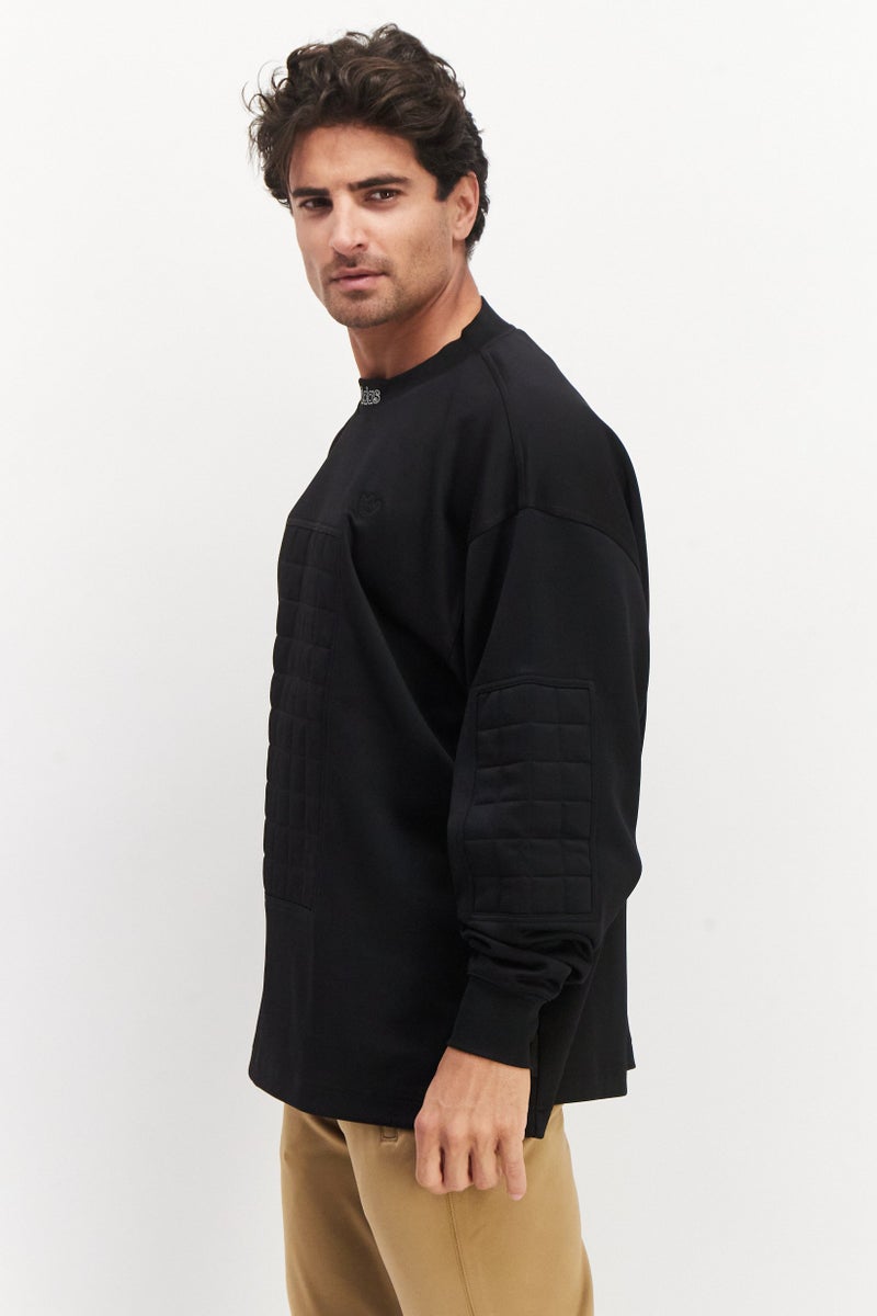 adidas Originals Men Sportswear Fit Long Sleeve Outdoor Sweatshirt, Black  - Image 3