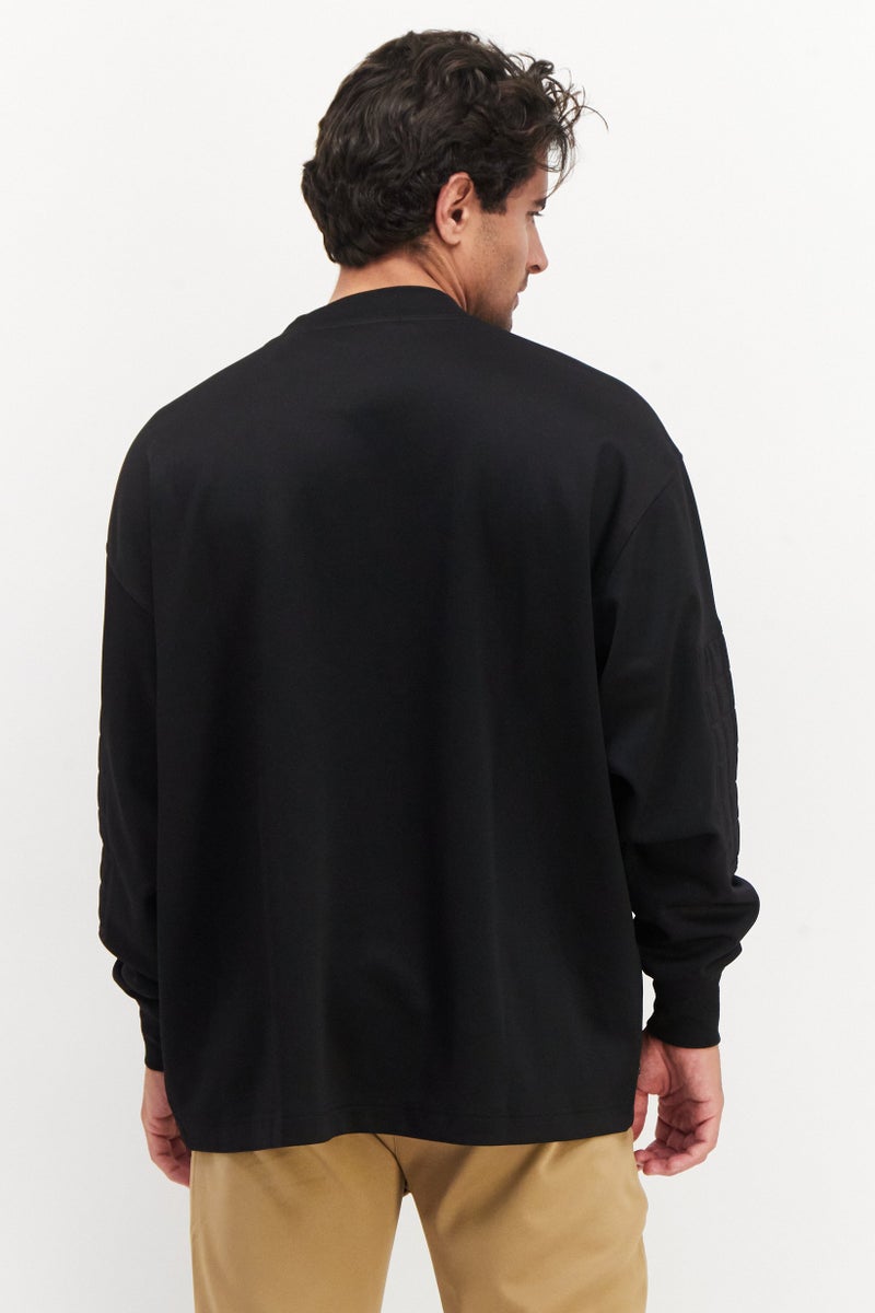 adidas Originals Men Sportswear Fit Long Sleeve Outdoor Sweatshirt, Black  - Image 4