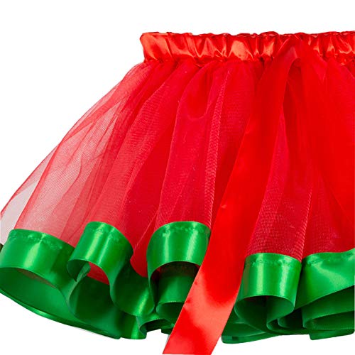 SUNTRADE Christmas Tutu Skirt Red Layered Ballet Tulle Christmas Party with Headband (L) - Image 3