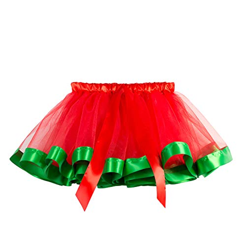 SUNTRADE Christmas Tutu Skirt Red Layered Ballet Tulle Christmas Party with Headband (L) - Image 2