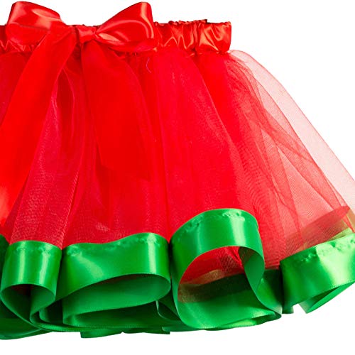 SUNTRADE Christmas Tutu Skirt Red Layered Ballet Tulle Christmas Party with Headband (L) - Image 4