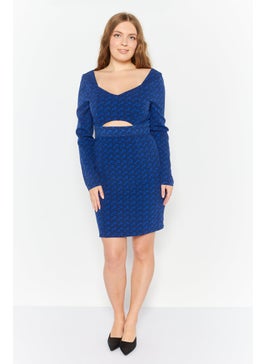 Mohito Women Geometric Print Mini Casual Dress, Blue  - Image 3