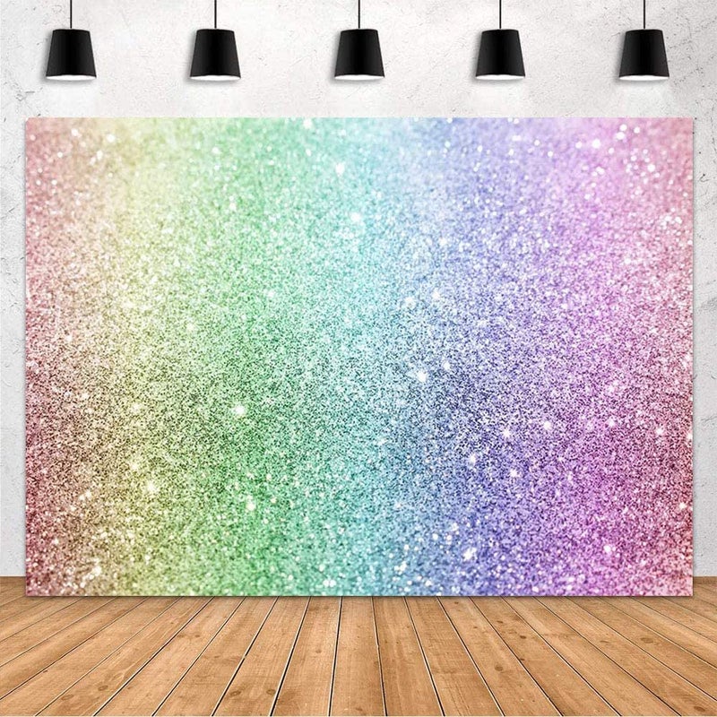 MEHOFOND Colorful Rainbow Backdrop Happy Birthday Party Decoration for Kids Girl Princess Colorful Unicorn Glitter Photography Background Banner Photo Studio Props 8x6ft