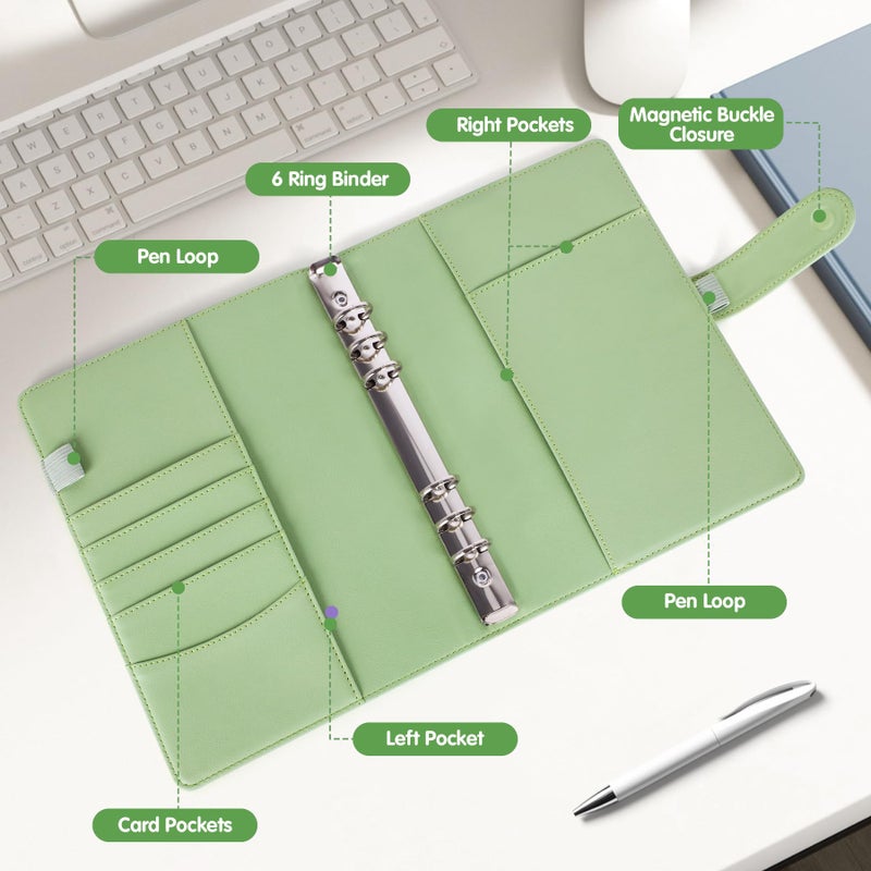 Antner A5 Kpop Photocard Binder 6-Ring Card Collector Album with 40 Pack Card Sleeves, PU Leather Photocard Holder Book with Multi-Size Photo Protectors for Organizing Trading Cards, Matcha Green - Image 5