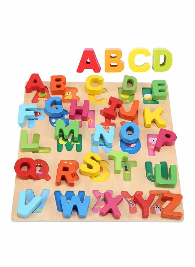 Wooden Alphabet ABC Chunky Puzzle Board With Animal Base Design 29.5 x 29.5 x 1.3cm