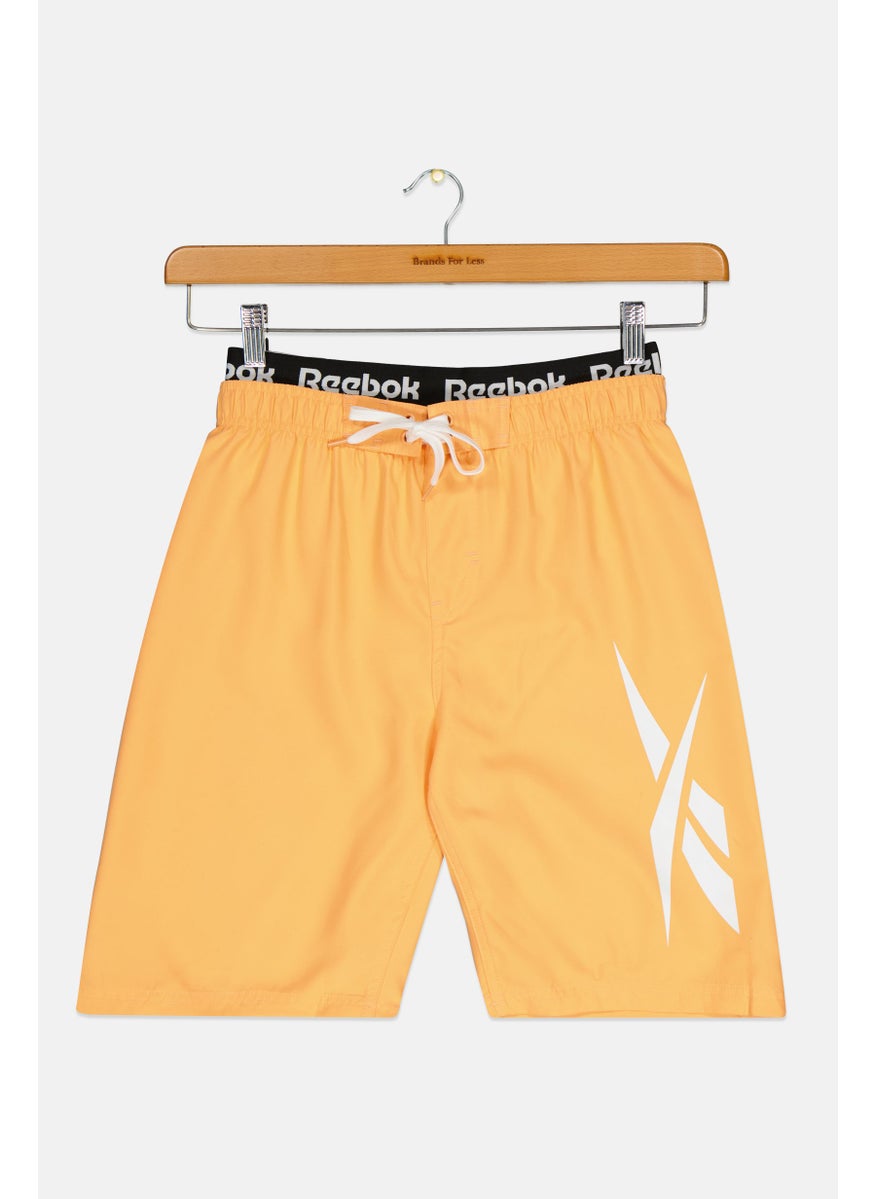 Reebok Kids Boy Brand Logo Swimwear Board Shorts, Orange  - Image 1