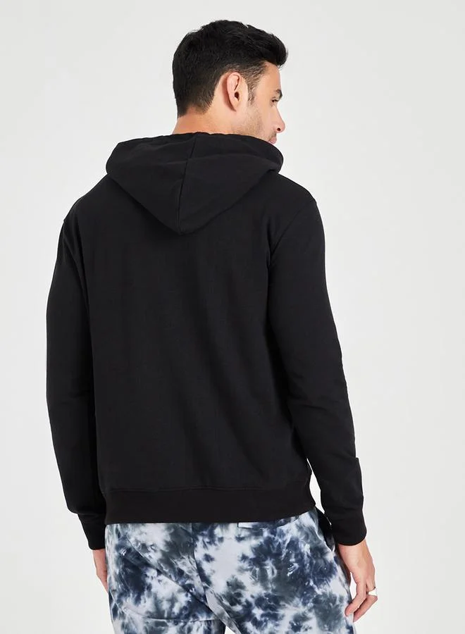 Styli Slogan Text Print Relaxed Fit Hoodie