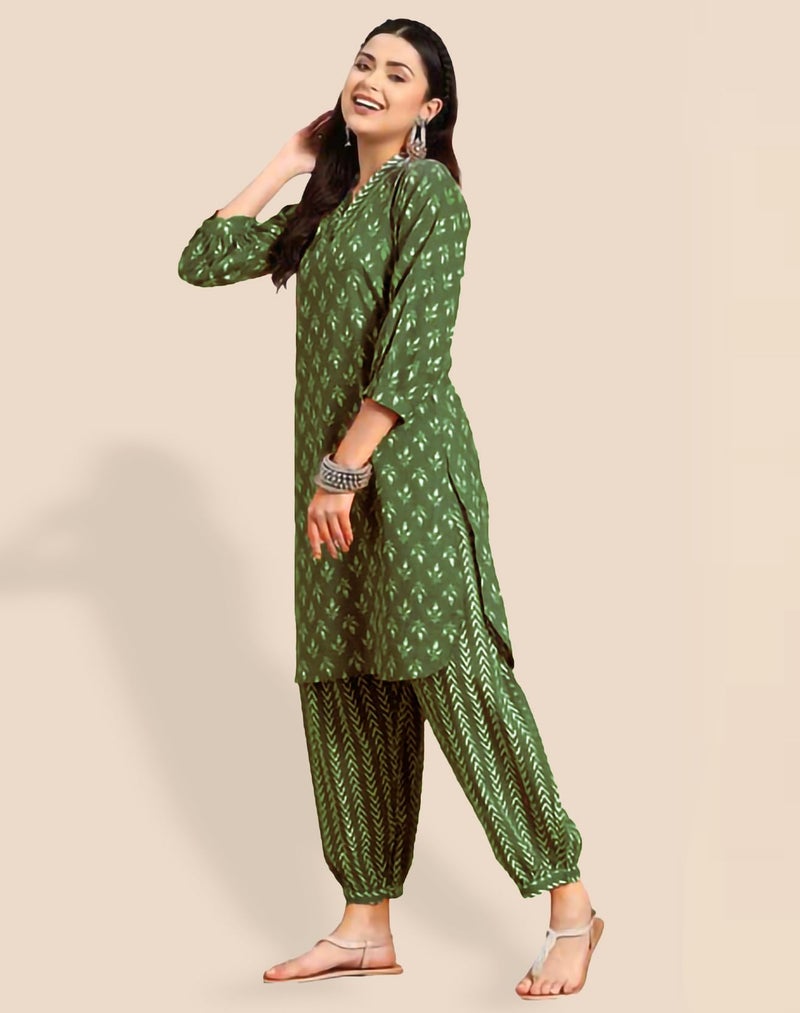 LookMark Kurta Set Georgette Women Three piece Sets Woman Office wear Cotton Chikankari farsi Salwar Green - Image 3
