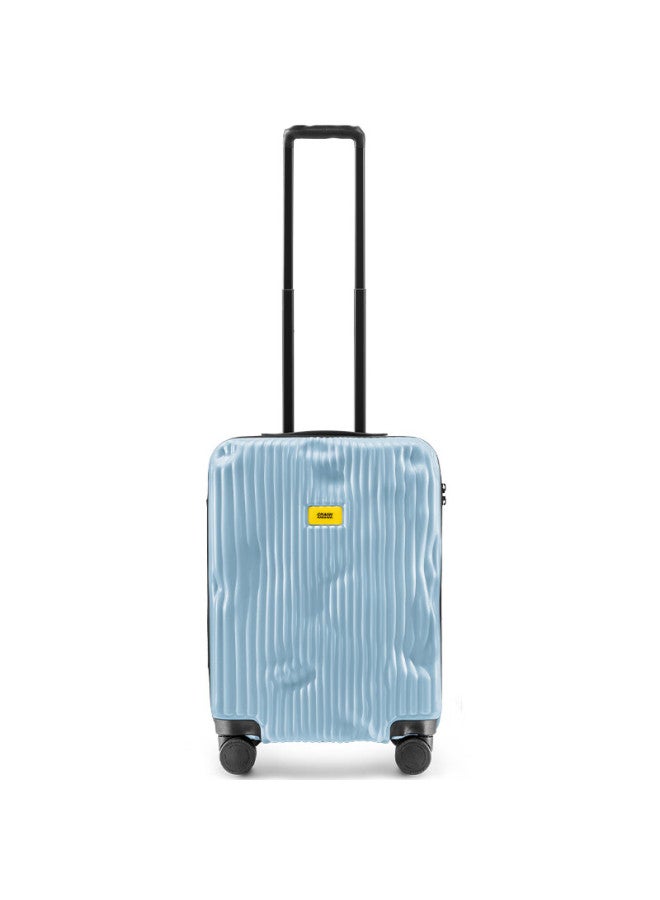 Crash Baggage Italian Embossed Suitcase Striped Travel Luggage Carry-on Trolley Case For Men And Women, Iceland Blue, 20 Inches - Image 1