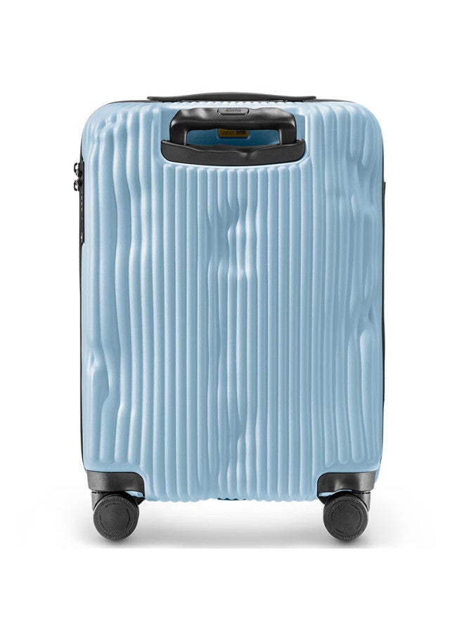 Crash Baggage Italian Embossed Suitcase Striped Travel Luggage Carry-on Trolley Case For Men And Women, Iceland Blue, 20 Inches - Image 2