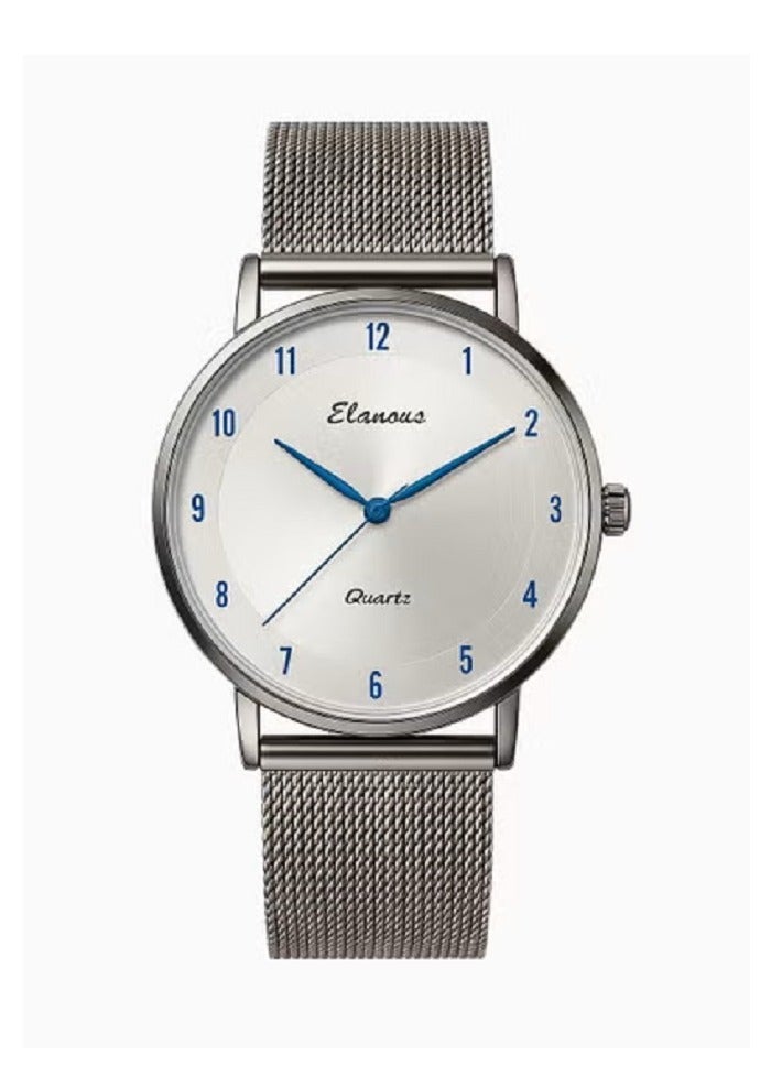 Elanova Men's wristwatch with classic hands and a stainless steel strap, water- and rust-resistant, featuring an elegant and stylish design for the modern man. - Image 1