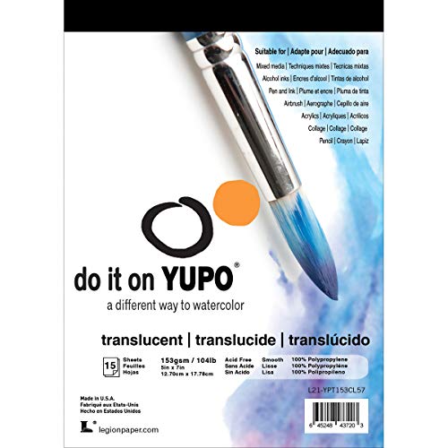 Legion Yupo Translucent Polypropylene Pad, 5 x 7 inches, 104lb, 15 Sheets (L21-YPT153CL57) - Image 1
