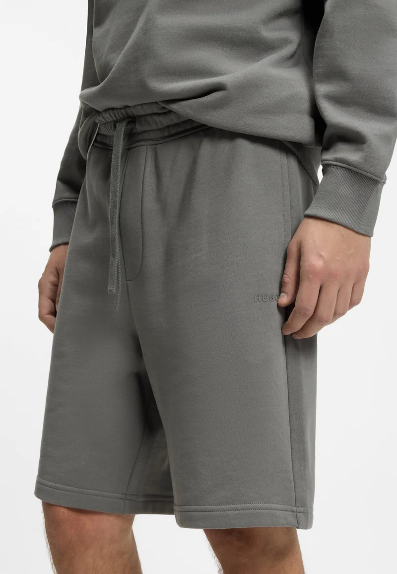 HUGO Dark Grey Cotton-terry shorts with logo print for Men | Best Price UAE