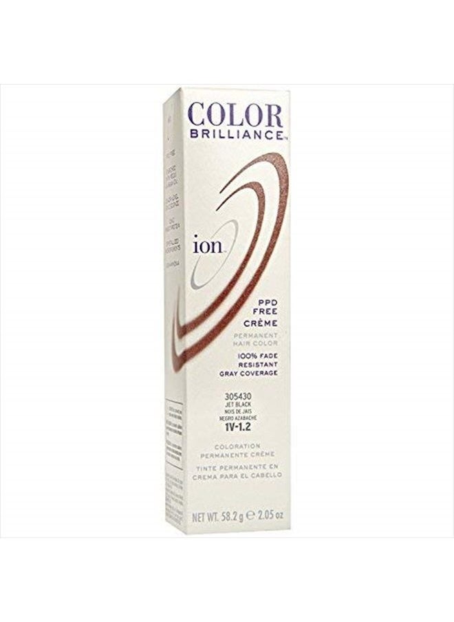 ION - ion Permanent Creme Hair Color 1V Jet Black, Vegan, Cruelty Free, PPD Free, 100% Gray Coverage, Long-Lasting, Fade-Resistant Color, 2.05 oz - Image 1