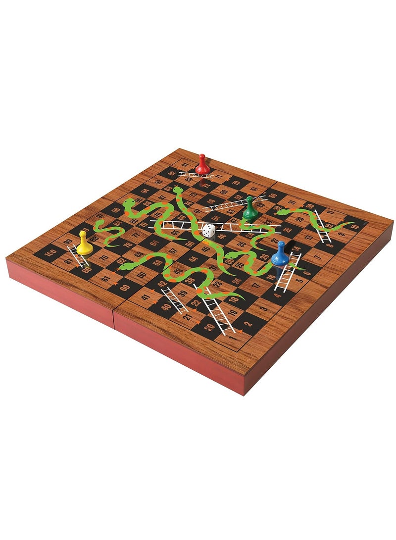 Folding Wood Snake & Ladders Set - Image 2