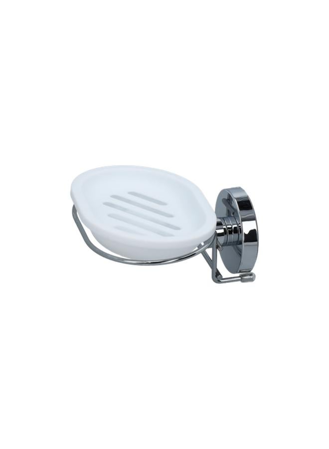 Wenko Milazzo Vacuum-Loc Wall Mounted Soap Dish White And Silver 20882100 - Image 1