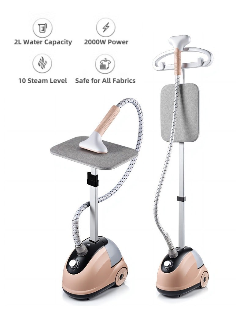 مكواة بخار مكوى بخار مع لوح كي، كوايه ملابس بخار قائمة بقدرة 2000 واط، 10 مستويات لضبط البخار، خزان مياه بسعة 2 لتر، بخار سريع في 26 ثانية - Image 1