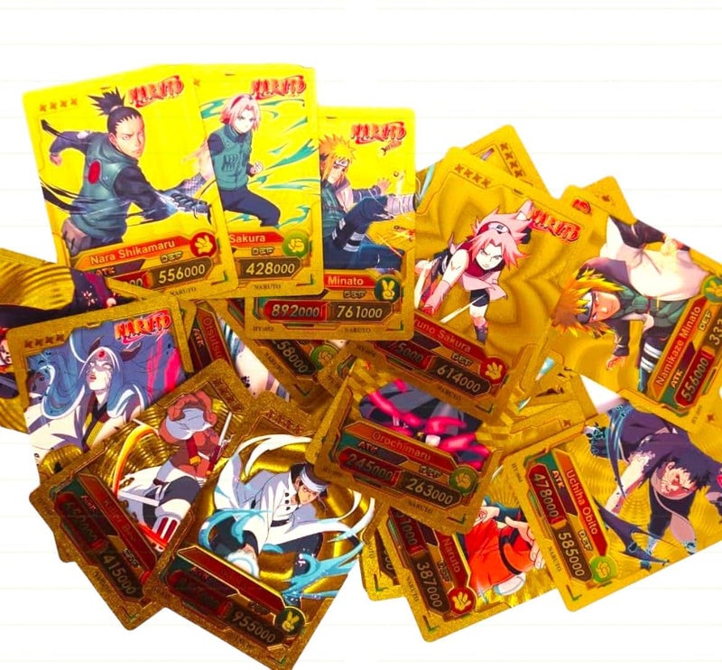 FowWelt Ultimate Ninja Cards – 55PCS Naruto Anime Collectible Set | Glossy Premium Trading Cards Featuring Iconic Characters | Gift-Ready Pack for Boys, Girls & Otaku Fans (Naruto Gold) - Image 2